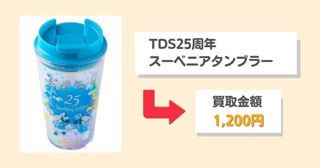 【買取相場を公開】ディズニーのスーベニアグッズはまとめ売りが正解！｜『TDS25周年スーベニアタンプラー』買取価格1,200円